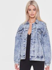 FOREVER 21 Women Blue Washed Denim Jacket