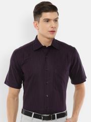 Louis Philippe Men Purple Checked Formal Shirt