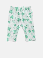 Nauti Nati Girls White & Green Printed Leggings