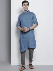 The Indian Garage Co Men Blue Solid Kurta