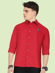 Allen Solly Junior Boys Red Solid Casual Shirt