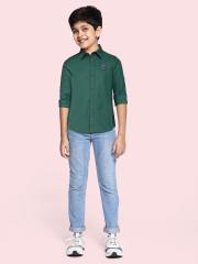 Allen Solly Junior Boys Green Solid Casual Shirt