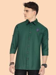 Allen Solly Junior Boys Green Solid Casual Shirt