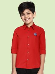 Allen Solly Junior Boys Red Solid Casual Shirt