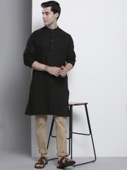 The Indian Garage Co Men Black Solid Kurta