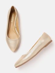 DressBerry Women Gold-Toned Solid Ballerinas