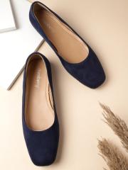 DressBerry Women Navy Blue Solid Ballerinas