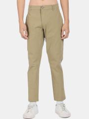 Flying Machine Men Khaki Mid Rise Chinos Trousers