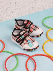 Jazzy Juniors Boys White & Black Checked Sneakers