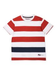 Pepe Jeans Boys Red Striped T-shirt