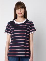 Vero Moda Women Blue Striped T-shirt