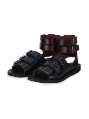 DEL MONDO Men Navy Blue Leather Gladiators Sandals