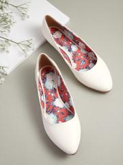 DressBerry Women White Solid Ballerinas