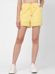 ONLY Women Yellow High-Rise Shorts