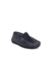 Kittens Boys Navy Blue Loafers with Laser Cuts