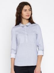 Vero Moda Women Blue Striped Shirt Style Top