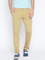 John Players Men Beige Slim Fit Casual Trousers