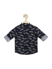 Allen Solly Junior Boys Black Printed Casual Shirt