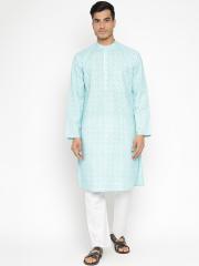 Fabindia Men Blue Geometric Printed Kurta