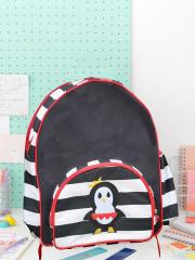 Kids Clan Kids Black & White Striped Barbara Penguin Waterproof School Bags