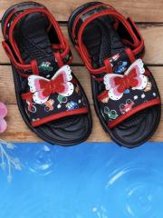 DChica Girls Black & Red Comfort Sandals