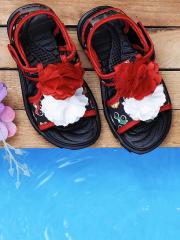 DChica Girls Black & Red Comfort Sandals