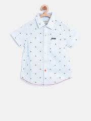 Pepe Jeans Boys Blue Printed Casual Shirt