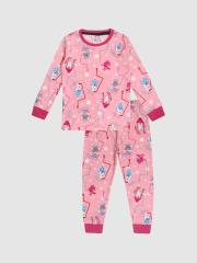 Lazy Shark Girls Pink Printed Night suit