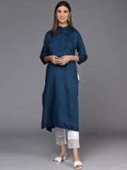 Libas Women Navy Blue Solid Kurta