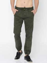 Roadster Men Olive Green  Solid Joggers