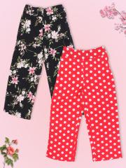 CUTECUMBER Girls Black Printed Smart Culottes Trousers