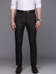 Raymond Men Brown Self-Design Slim Fit Formal Trousers