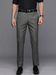 Raymond Men Grey Self-Design Slim Fit Formal Trousers