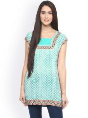 Fusion Beats Women Blue Printed Tunic