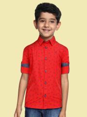 Allen Solly Junior Boys Red Printed Casual Shirt