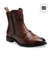 Teakwood Leathers Men Brown Leather Flat Boots