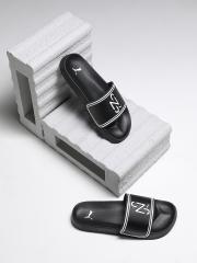 Puma Men Black & White Printed Sliders