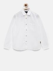 Indian Terrain Boys White Linen Casual Shirt