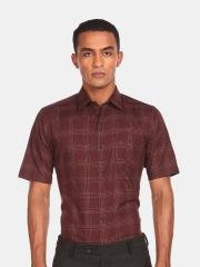 Arrow Men Maroon Checked Formal Shirt