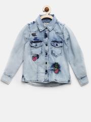 Pepe Jeans Girls Blue Denim Casual Shirt