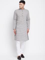 even Men Grey Striped Kurta