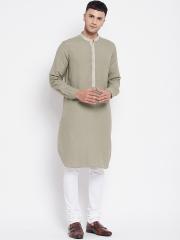 even Men Green Solid Kurta