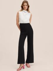 MANGO Women White & Black Basic Jumpsuit