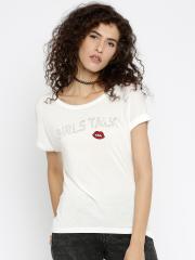 Vero Moda Women White Printed T-shirt