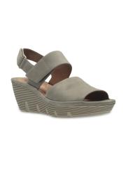 Clarks Women Grey Leather Wedges