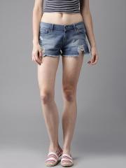 Moda Rapido Women Blue Washed Denim Shorts