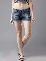 Moda Rapido Women Blue Washed Denim Shorts