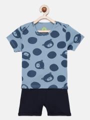 YK Baby Boys Blue Printed T-shirt with Shorts