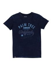 Palm Tree Boys Blue Printed T-shirt