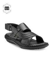 Teakwood Leathers Men Black Leather Sandals